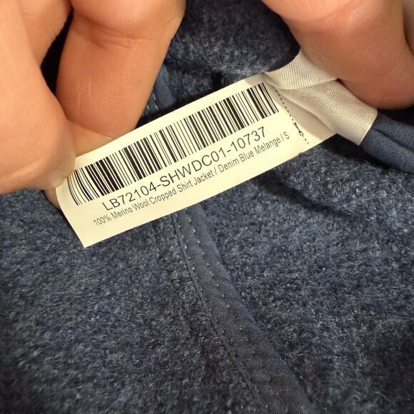 Quince 100% Merino Wool Cropped Shirt Jacket, Denim Blue Melange, S - Picture 5 of 5